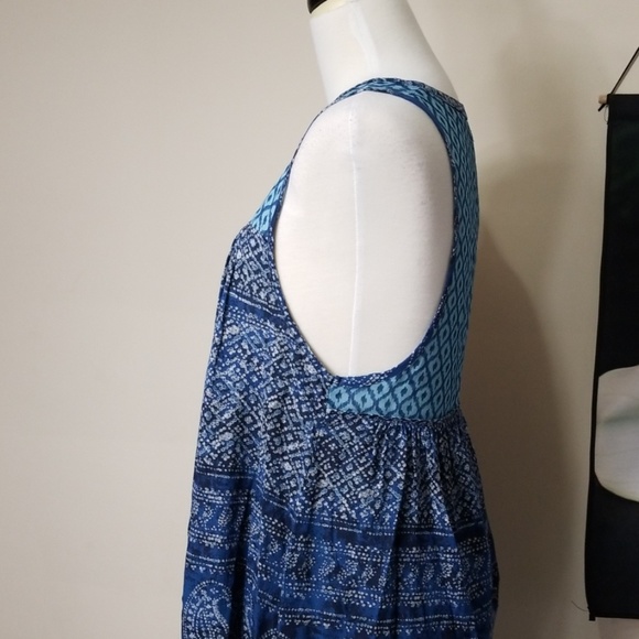 Ecote Sleeveless Boho V Neck Tunic or Mini Dress - Picture 3 of 6